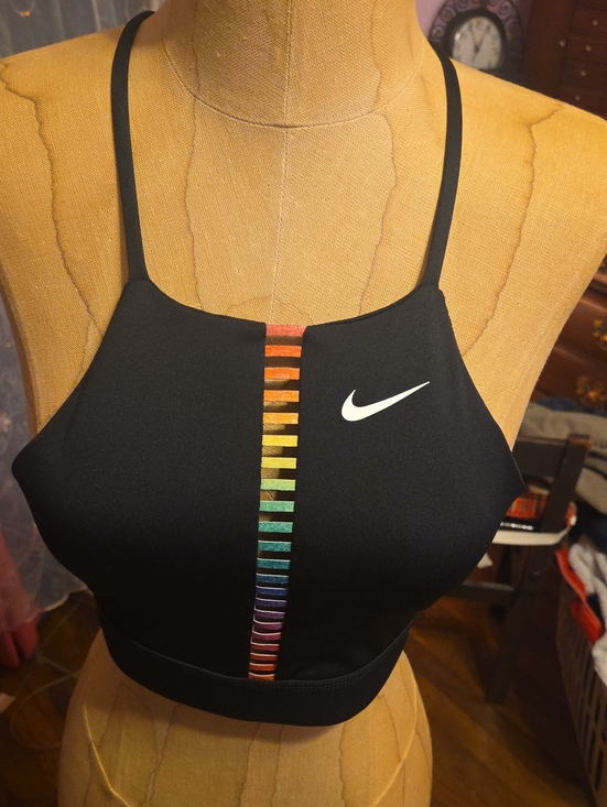 Nike Other - Nike Black Sports Bra with Vertical Rainbow Stripe